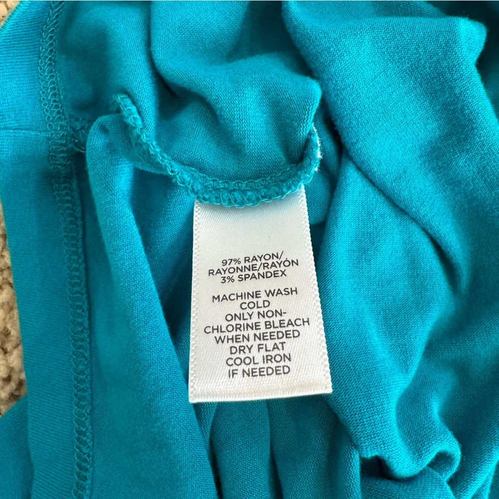 Loft Blue Jersey Knit Sleeveless Dress layered top & stretch waist. Size Small - Picture 6 of 7